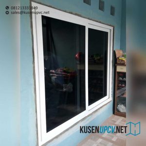 contoh jendela upvc jungkit warna putih di Duren Sawit id7581
